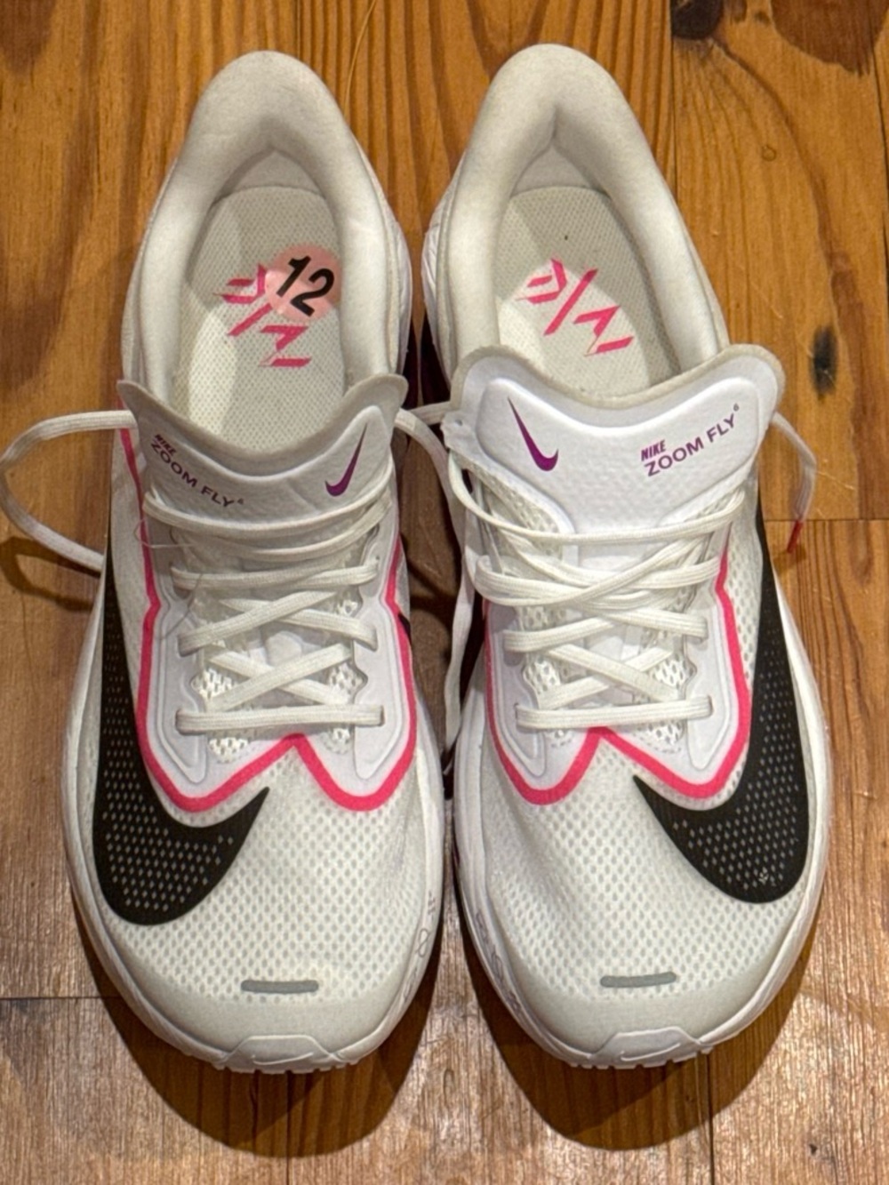 Nike Women's White & Pink Zoom Fly Running Shoes women’s 12/mens 10.5 new no tag
